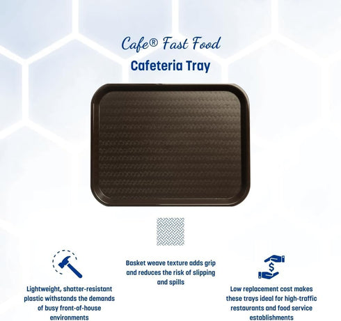Carlisle FoodService Products Chocolate Cafe Plastic Fast Food Tray, 14" x 18"