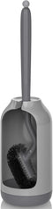 HAMITOR Toilet Bowl Brush Holder Set: Bathroom Deep Cleaning Scrubber with Curved Bristle for Dead Corner Cleaning