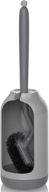 HAMITOR Toilet Bowl Brush Holder Set: Bathroom Deep Cleaning Scrubber with Curved Bristle for Dead Corner Cleaning