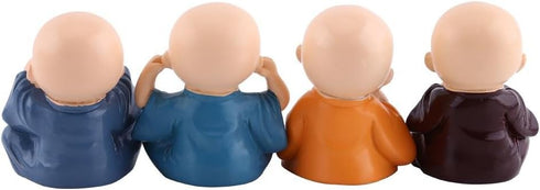Hztyyier 4Pcs Monks Figurine, Cute Kongfu Monks Car Interior Display Decoration, Dashboard Ornament Home Decor