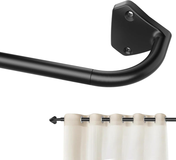 Black Wrap Around Curtain Rods for Windows 28 to 48 Inch, 5/8 Inch Telescoping Blackout Curtain Rods, Adjustable from