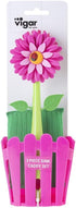 3-in-1 Set, Vigar Flower Power Kitchen Sink Caddy Flower-Shaped Dish Brush, Sponge, Fence-shaped Holder and Suction