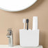 Toothbrush Holder with Bamboo Divider, 2 Slots Detachable Electric Toothbrush and Toothpaste Organizer Caddy for