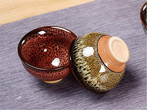 6pc Ceramic Kung Fu Tea Set with Japanese Tea Cup and Sake Cup, 2.1oz Capacity, Available in 6 Colors