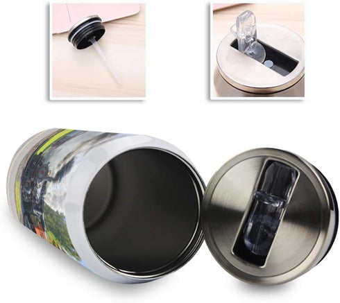 14oz Stainless Steel Tumbler with Lid & Straw, Double Wall Vacuum Insulated Travel Mug for Coffee Drinks