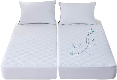 Waterproof Quilted Split King Mattress Protector Pad for Adjustable Bed, Noiseless Fitted Mattress Cover with Soft