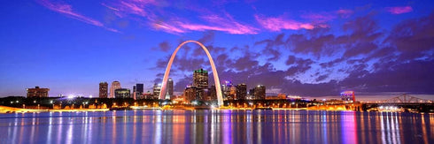 PHOTOSBYJON St. Louis Skyline Photo Print UNFRAMED, Dusk Sunset Color City Downtown, 11.75 x 36 inches