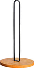 Black Wood Paper Towel Holder, Free-Standing Countertop Kitchen Towel Holder with Non-Slip Base