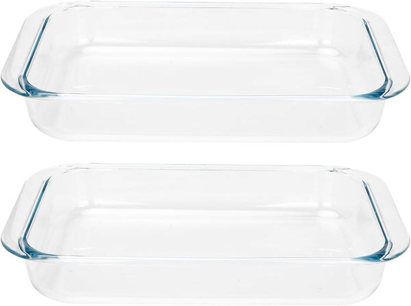 Set of 2, 1.5-Quart Tempered Glass Oblong Baking Dishes