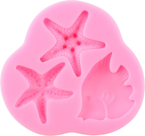 Marine Theme Silicone Mold, Starfish Fondant Molds for Cake Decoration, Cupcake Topper, Chocolate