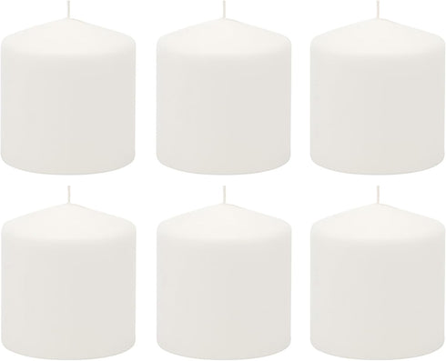 Stonebriar Unscented White Tall Pillar Candles, 18 Hour Burning, 3" X 3", 6 Count for Decor