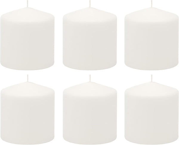 Stonebriar Unscented White Tall Pillar Candles, 18 Hour Burning, 3" X 3", 6 Count for Decor
