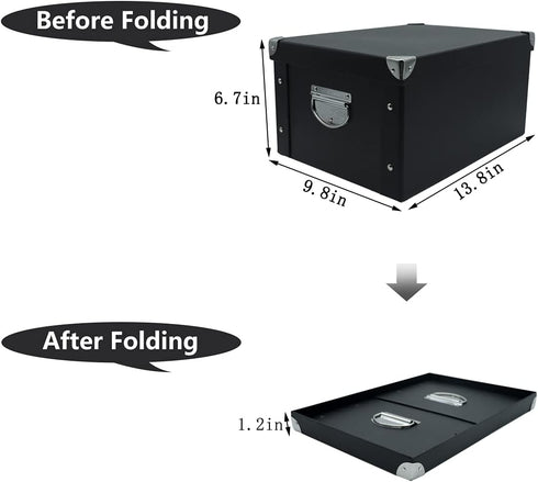 GUOZI Collapsible Storage Box, Decorative Memory Box with Lid & Metal Reinforced Corners, Cardboard File Bin with Handles, Organizer Gift Box for Keepsake Toy Photos Office Nursery Wardrobe Bookshelf by GUOZI