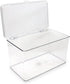 Isaac Jacobs Large Clear Stackable Organizer Bin (10.75” x 6.5” x 6.1”) w Hinged Lid - BPA-Free Food Safe Storage Box