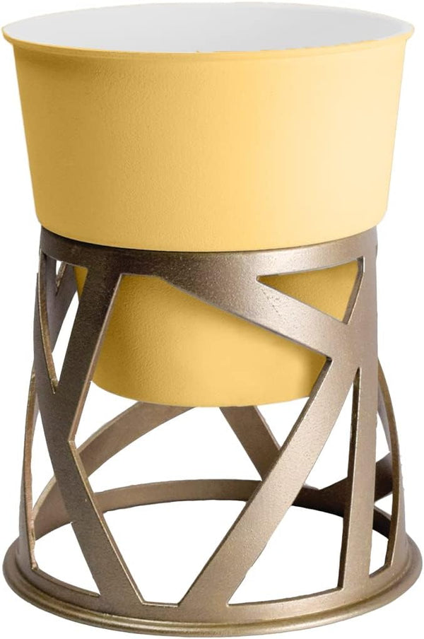 The HC Companies 5 Inch Indoor Plant Pot with Stand Small Honey