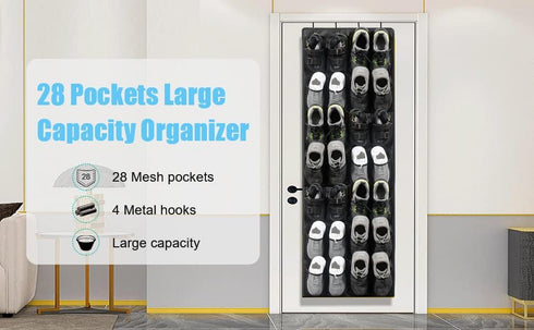 28 Closet Over the Door Shoe Organizer Mesh Pockets Hanging Shoes storage Shoe Rack for Entryway Bedroom Bathroom