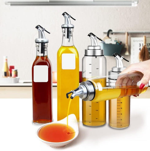 Dycica Nozzle (Silver-3pcs) Olive Oil Spouts, Oil Vinegar Bottle Stopper Spout Leakproof Dispenser Wine Pourer forOil