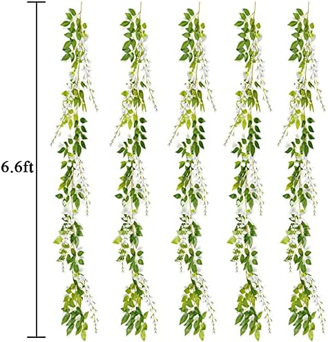 Wisteria Garland - 5Pcs Artificial Flowers Wisteria Vine, Total 33ft Fake Hanging Flower