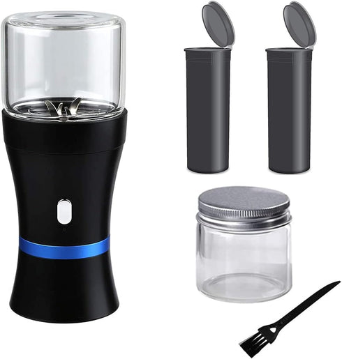 Spacenight Electric Herb Grinder COMPACT for Flower Buds, USB-Rechargeable, 2pcs 1.7oz Glass Herb