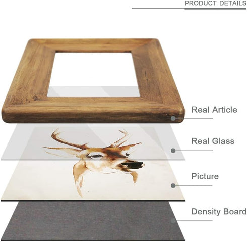 4x6 Wood Picture Frame with Glass Front, Rustic Handmade Burlywood Photo Frames for Table Top and Wall Display