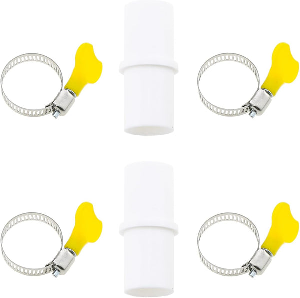 2 Sets Drain Connector Hose Washer Extension Adapter, Stainless Steel Clamp for Washing Machine and Dishwasher
