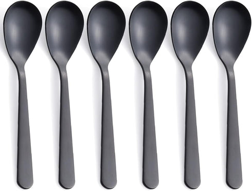 Matte Black Demitasse Espresso Coffee Spoons, Stainless Steel Mini Teaspoons, Set of 6