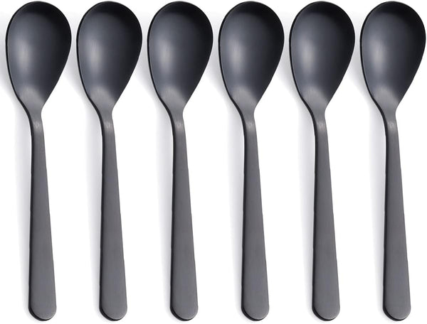 Matte Black Demitasse Espresso Coffee Spoons, Stainless Steel Mini Teaspoons, Set of 6