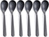 Matte Black Demitasse Espresso Coffee Spoons, Stainless Steel Mini Teaspoons, Set of 6