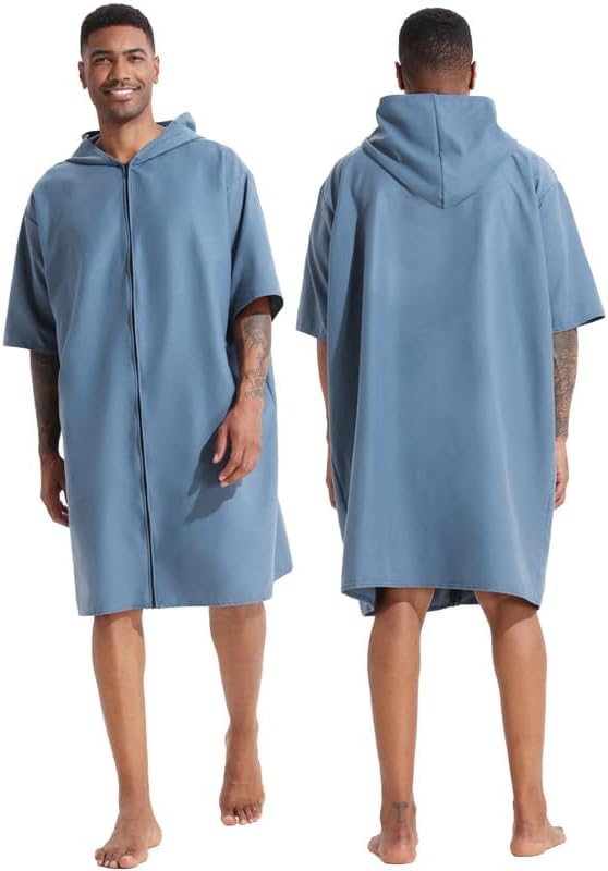 PISIQI Surf Poncho Changing Robe with Hood Absorbent Quick Dry Microfiber Wetsuit