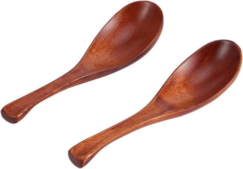 AKOAK Wooden Soup Spoon, Short Handle Kitchen Spoon for Home Cooking and Serving Ice Dessert