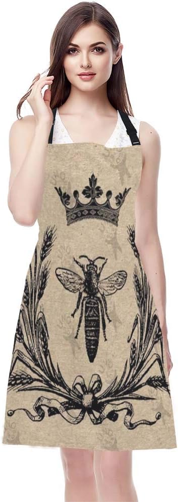 EKOBLA Bee Aprons - Vintage Queen Bees Waterproof Chef Cooking Aprons for Women Men
