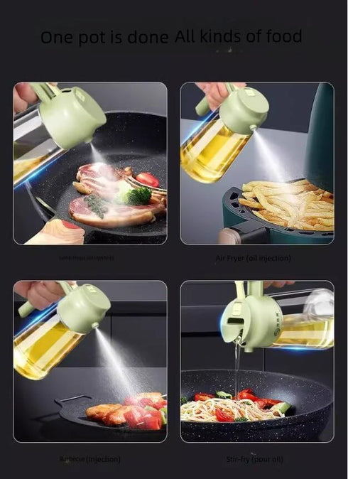 Premium 2-in-1 Oil Sprayer & Dispenser Bottle for Kitchen, 600ml Glass Olive Oil Mister (Green)