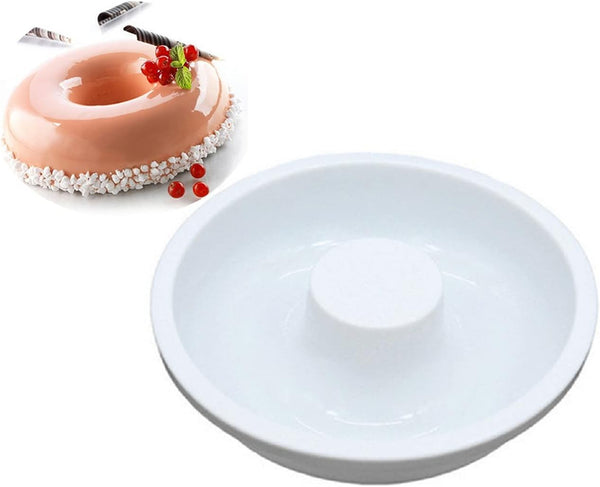 7 Inch Silicone Baking Molds, Fluted Tube Cake Pans, Non Stick Round Molds for Jello, Brownie - White