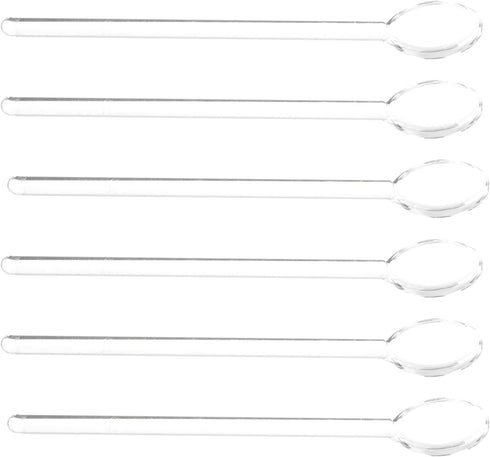 STOBAZA 6Pcs Glass Coffee & Espresso Spoons - 5.58 Inch Stirring Teaspoons for Home Bar, Clear