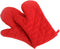 Premium Heat Resistant Oven Mitts, Quilted Cotton & Polyester Kitchen Gloves, 1 Pair, Red