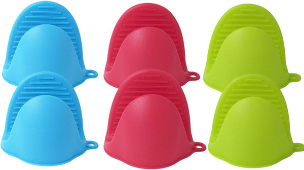 IMIKE Silicone Mini Oven Mitts - Cooking Mitts Pinch Grips Pot Holder, 3-Pair for Baking and Microwave