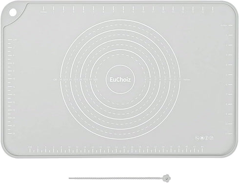 Extra Thick Silicone Pastry Mat 24"x16" - Non Stick Food Grade Dough Rolling Bake Mat with Edge Heightening