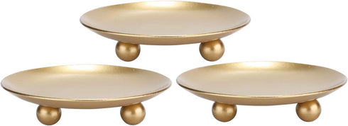 Iron Plate Candle Holder Set of 3, Gold Decorative Pillar Candle Stand for Wax Candles