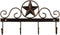 Metal Barn Star Key Rack Holder, Wall Mounted Decorative Key Holder with 4 Hooks, Dark Brown