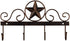 Metal Barn Star Key Rack Holder, Wall Mounted Decorative Key Holder with 4 Hooks, Dark Brown