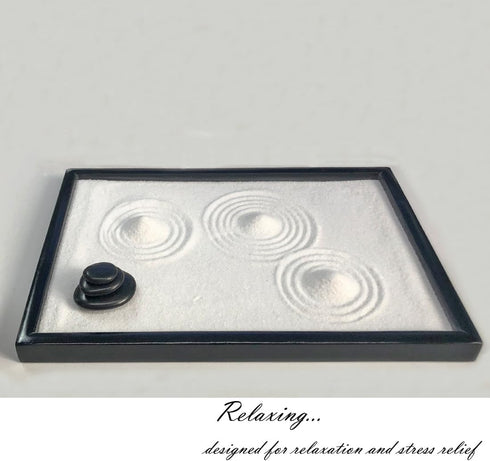 Zen Garden for Desk, Japanese Zen Garden Kit with Sand Stamp Sphere and Essential Accessories, Mini Zen Sandbox Office