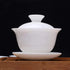 Gaiwan White Glaze Porcelain Teacup, Kung Fu Tea Service Set for Home Office Decoration (100ml)