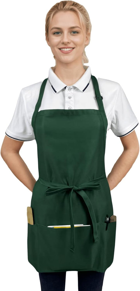 Adjustable Waterproof Aprons with 3 Pockets for Men Women, Server Apron for