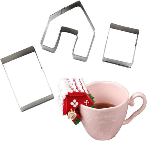 MEMOVAN Mini Gingerbread House Cookie Cutter Kit - 3pcs Christmas Cookie Cutters for Holiday DIY Baking