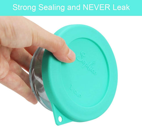 Sophico 1 Cup Round Silicone Storage Cover Lids Replacement for Anchor Hocking and Pyrex Glass Bowls (Mint - 2 pack)