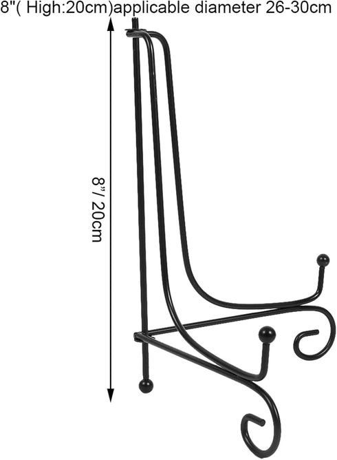 12 Inches Black Iron Plate Stand, Foldable Picture Stand for Display, Photo Stand for Decorative Plates, Frames, Books