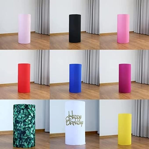 Black Iron Plate Cylinder Plinth Covers for Party Decorations, Race Track Pedestal Covers, Baby Shower Cake Tablecloth