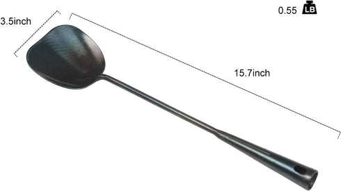 ZhenSanHuan Hand Hammered Carbon Steel Spatula, Long Handle Wok Tool