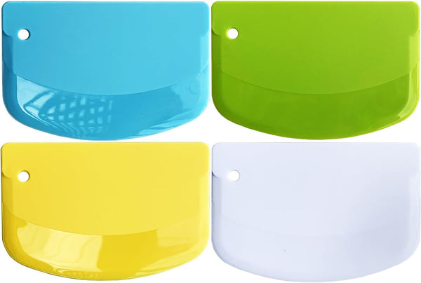 Bench Scraper Dough Scraper for Baking, 4 PCs BPA Free Plastic Flexible Dough Cutter, Food-Safe Tools