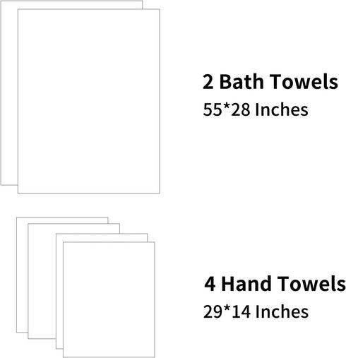 Set 6 600GSM, 100% 2 (55 28 4 (29 14 Checkered Bath Towels of Large, Cotton Shower Towels * * in), Hand Towels * *